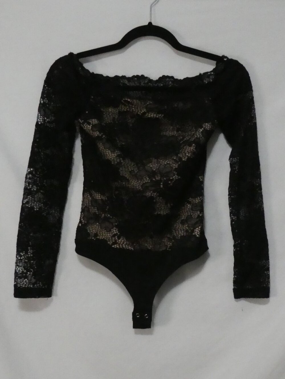 Dynamite Black Lace Long-Sleeve Bodysuit XS